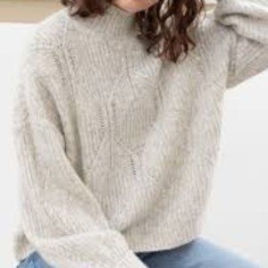 & Other Stories Cable Knit Crop Mock Neck Sweater XS
